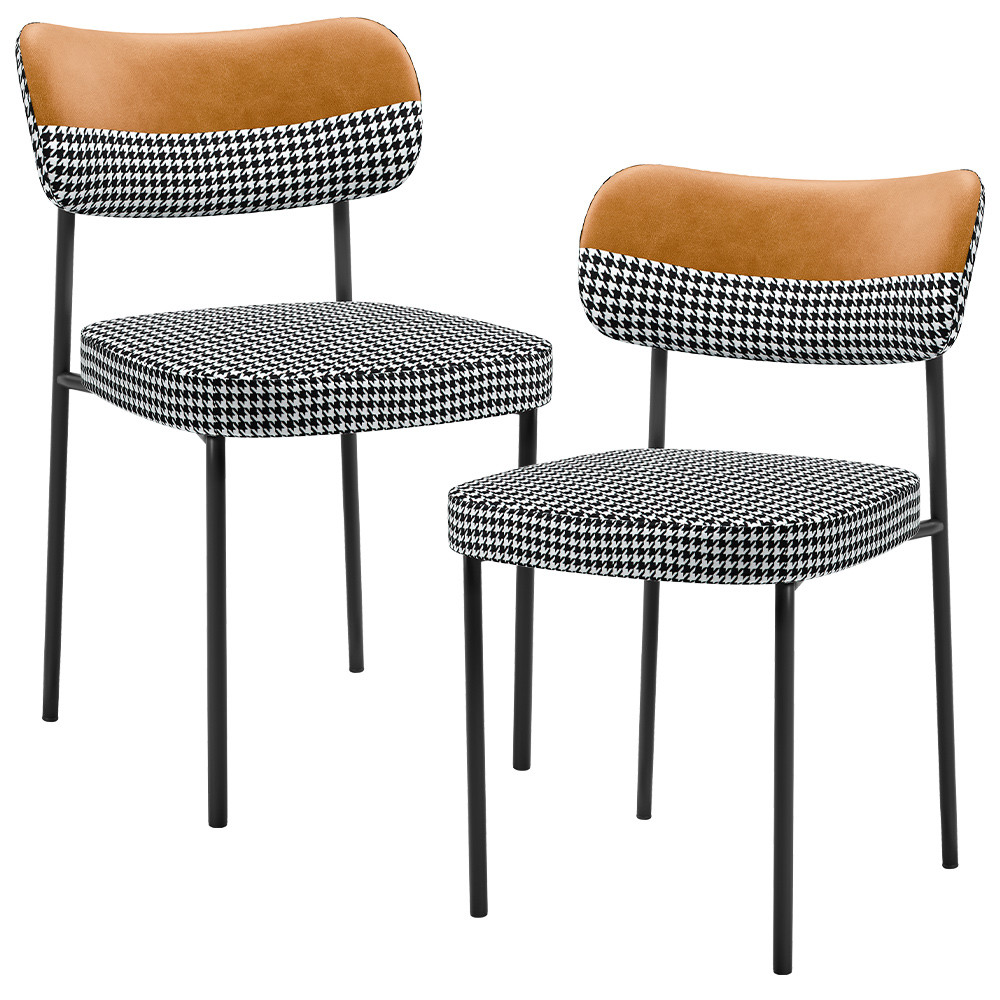 Kit 02 Cadeiras Decorativa Para Sala De Jantar Melina L02 Faixa Couríssimo Whisky Pied Poule - Lyam Decor em Oferta na Shopee