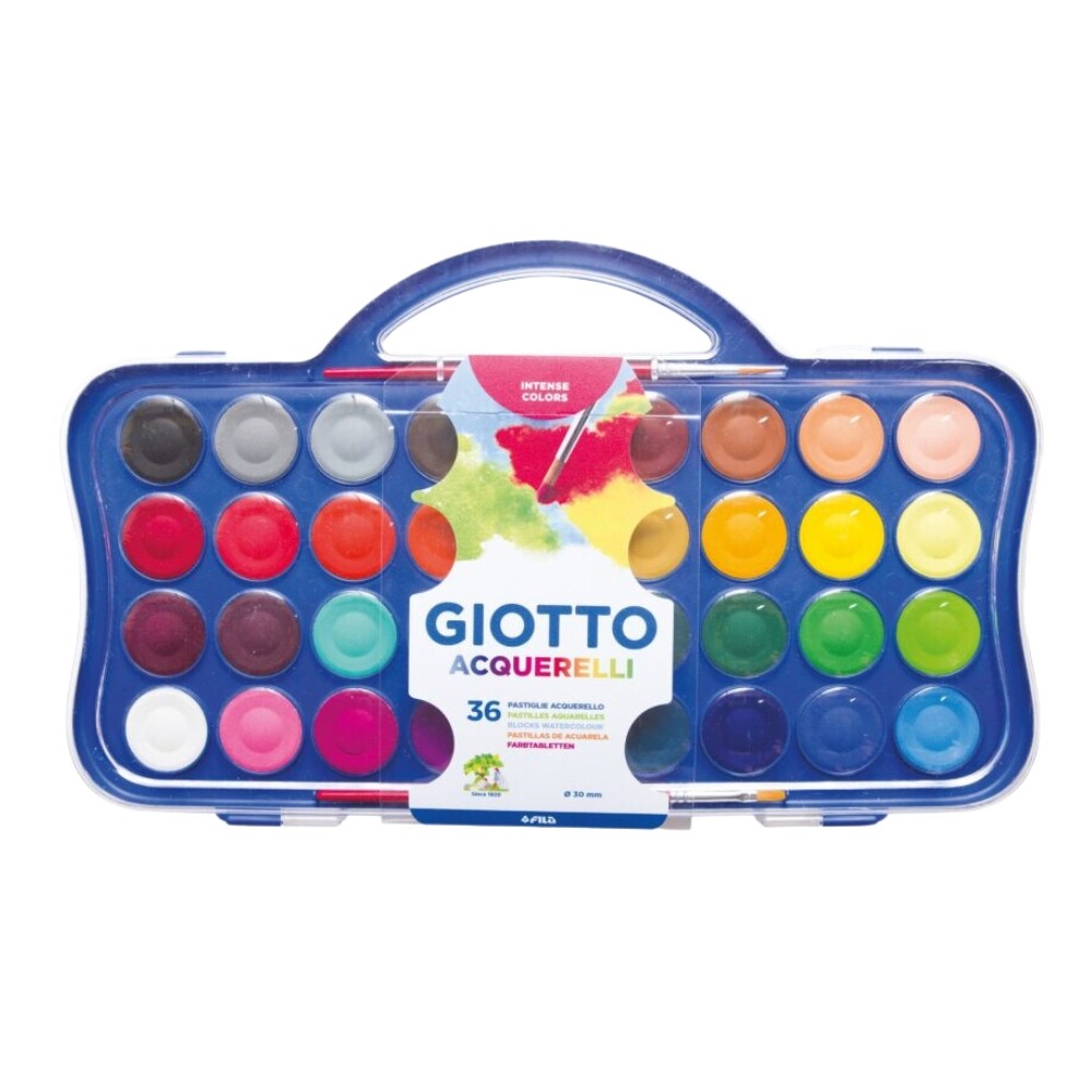 Estojo Aquarela Pastilha Giotto 30mm, C/36 Cores, 353600 em Oferta na Shopee