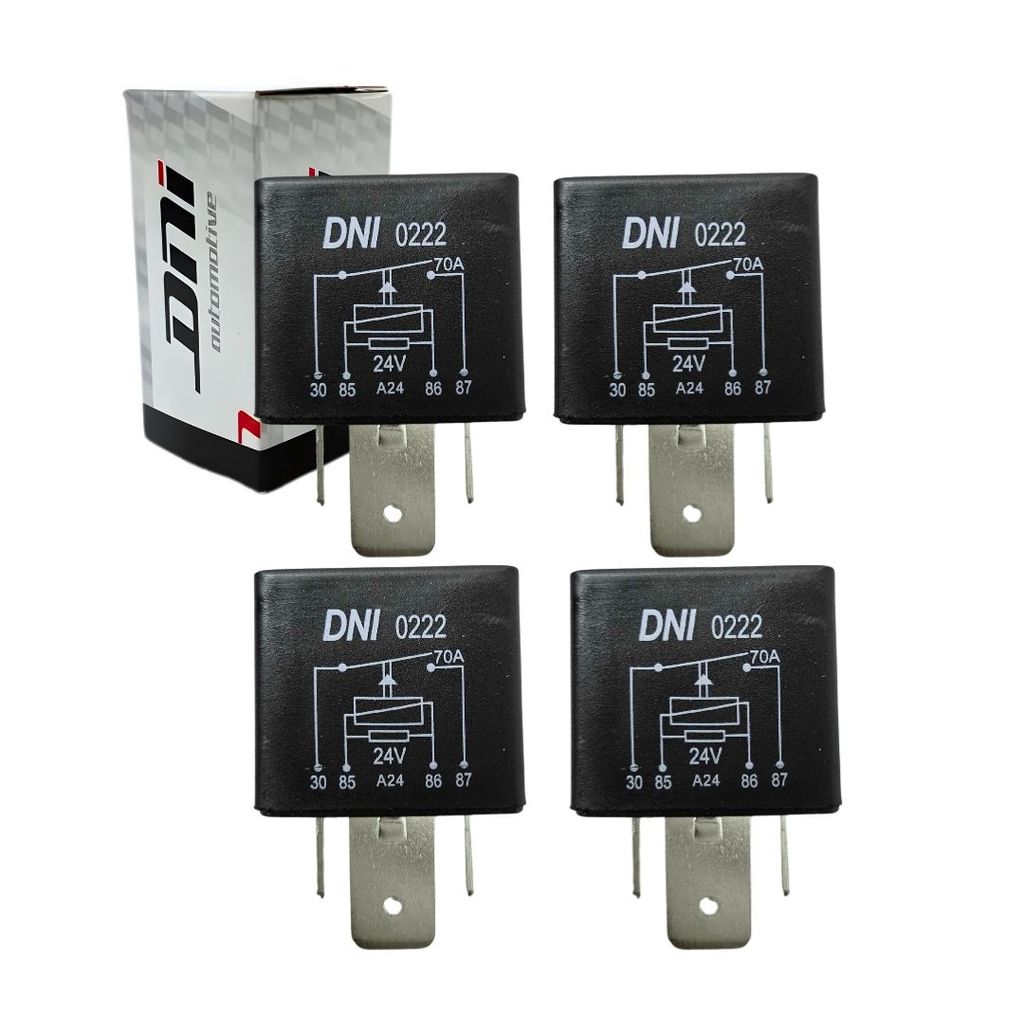 Kit 4 Rele Auxiliar Universal 70a 24v 4 Pinos Com Suporte DNI0222 Rele 70a Uso Geral 24v em Oferta na Shopee