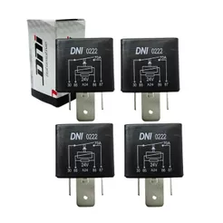 Kit 4 Rele Auxiliar Universal 70a 24v 4 Pinos Com Suporte DNI0222 Rele 70a Uso Geral 24v
