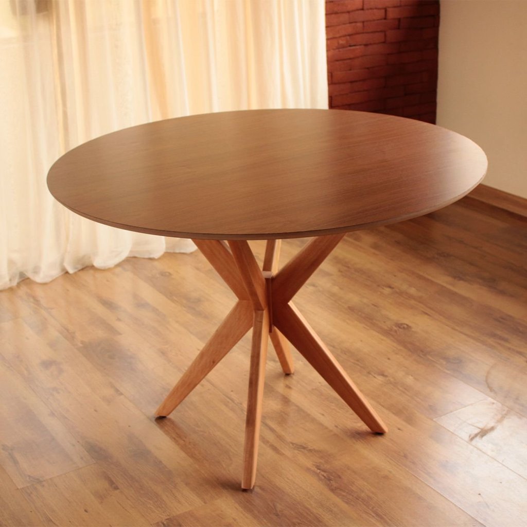 Mesa de Jantar Base Estrelada de Madeira Maciça Alice- 108cm em Oferta na Shopee