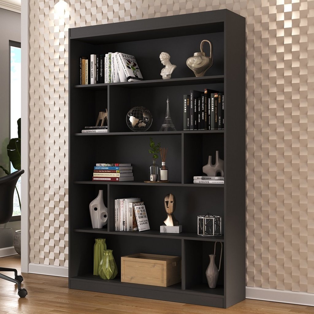 Estante para Livros 4 Prateleiras 181cmx120cm Home Office Espresso Móveis Onix TX/Onix TX
