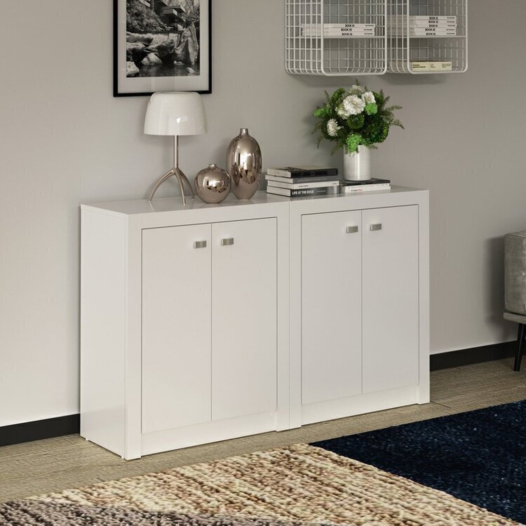 Kit 2 Balcões Me4103 com 4 Portas e Prateleira 74,5cmx120cm Branco em Oferta na Shopee