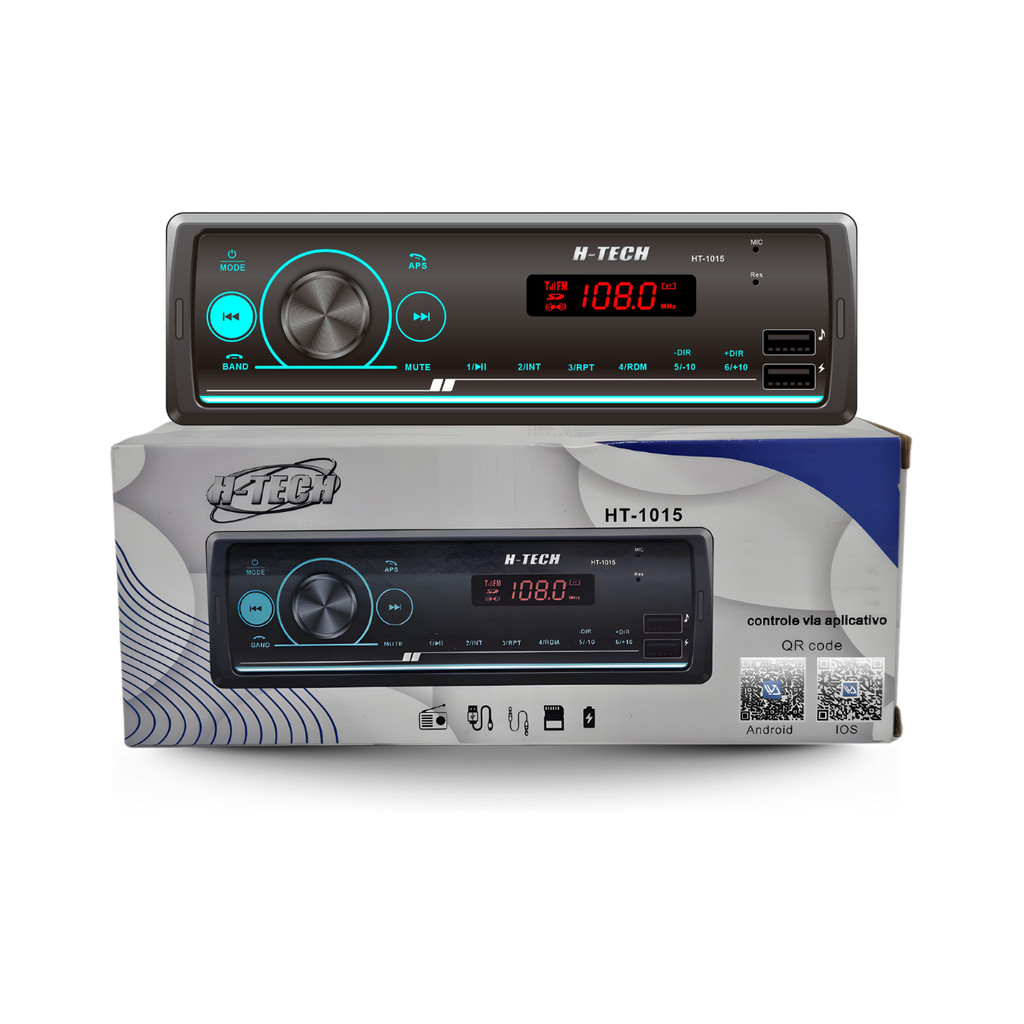 Rádio H-tech Ht-1015 Bluetooth Usb Fm Mp3 Controle Virtual em Oferta na Shopee