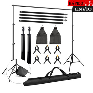 Tela de fundo com kit de suporte de 2MX3M para estúdio de vídeo fotográfico tela 2 em 1 com suporte fotografia 6 grampos em Oferta na Shopee