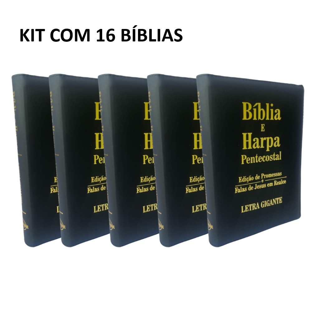 KIT Bíblia Gigante zíper - Preta com Harpa - Papel eco