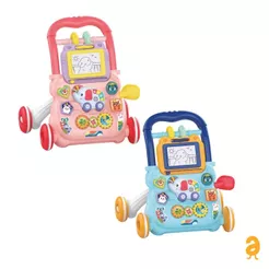 Andador Infantil Empurrar Elefante Maxi Baby Educativo Musical Lousa Mágica Interativo Azul Rosa