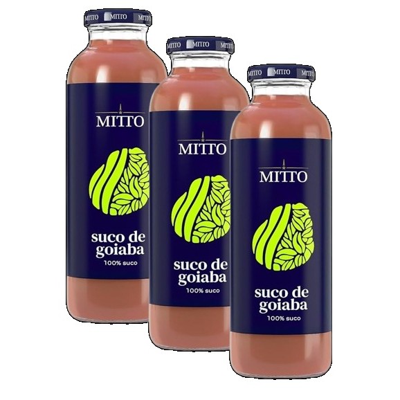 kiit 3 Suco Integral Mitto Sabor Goiaba Garrafa Vidro 300ml