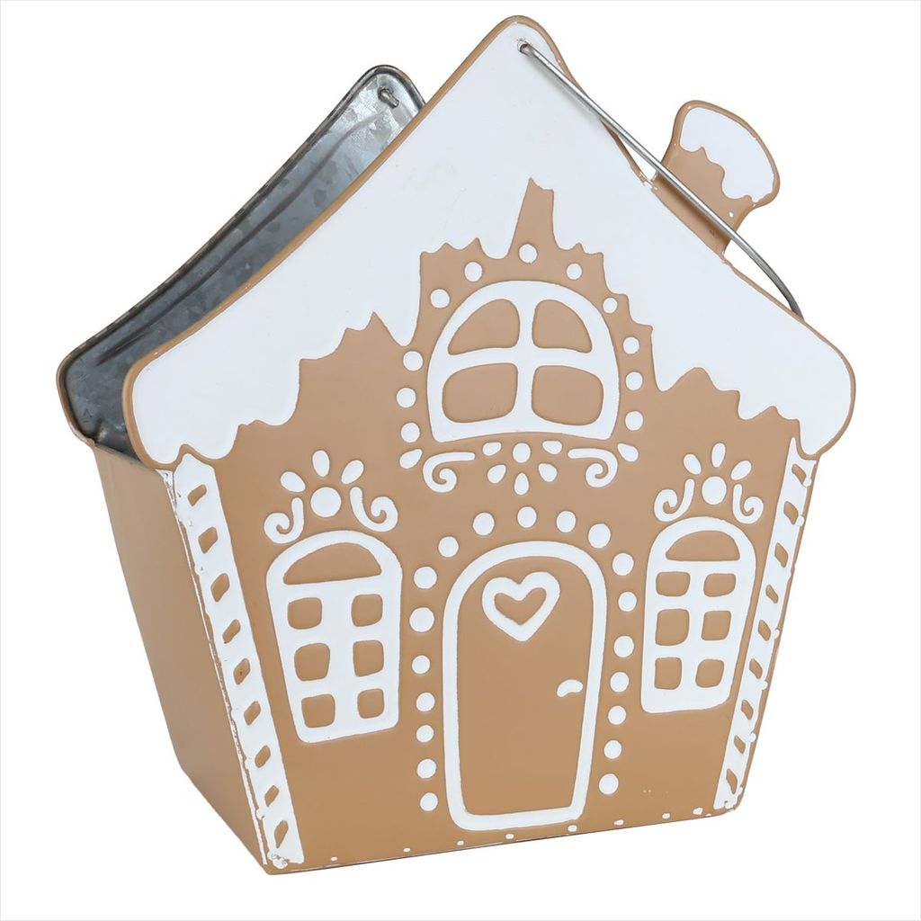 Vaso Cachepot Casinha Boneco Ginger Bread Natalino Com Alça