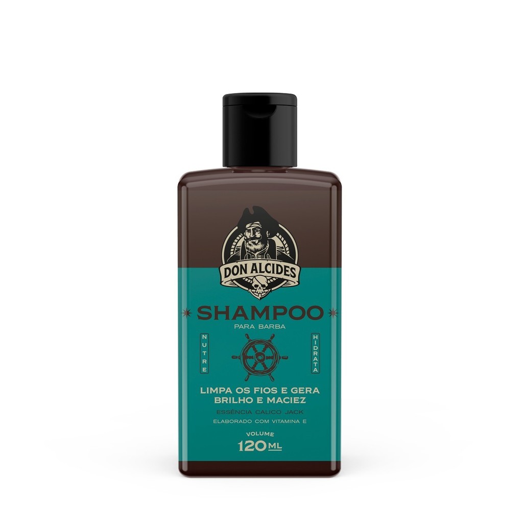 Shampoo Barba Don Alcides Calico Jack 120ml Vitamina E Controla Oleosidade Herbal Premium Masculino