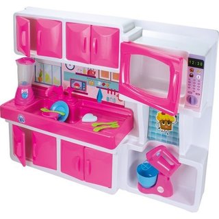 Cozinha Infantil Compacta Rosa Brinquedo Educativo Com Pia Armário Criativo