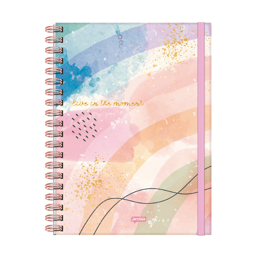 Caderno Universitário NEO Folhas La Creme Cores Pasteis JandaIA Com Inteligencia Artificial