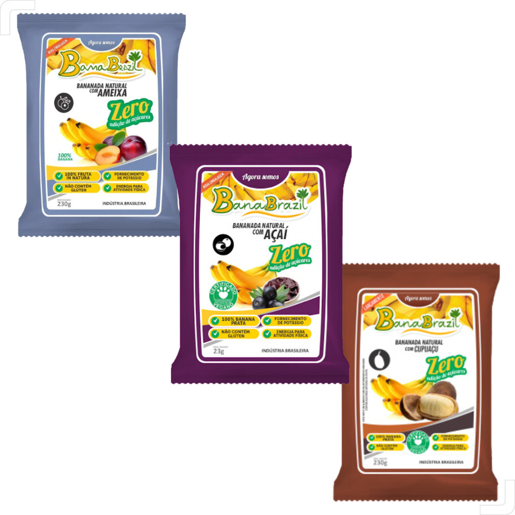 Bananada Ameixa - Açaí - Cupuaçu - 03 Pacotes de 230g