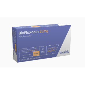 Enrofloxacina 50mg Biofloxacin Antibiótico Cães e Gatos Anti-infeccioso - Strip c/ 10 Comprimi.