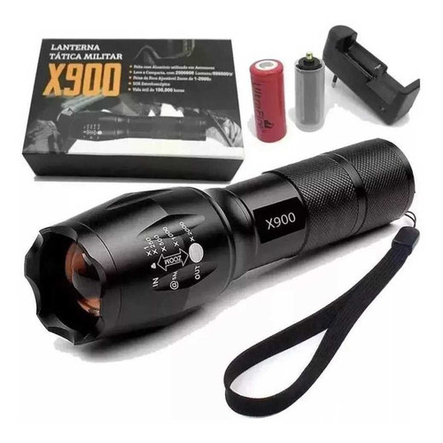 lanterna tática X900 led policial com zoom sinalizador bateria recarregável de longo alcance potente