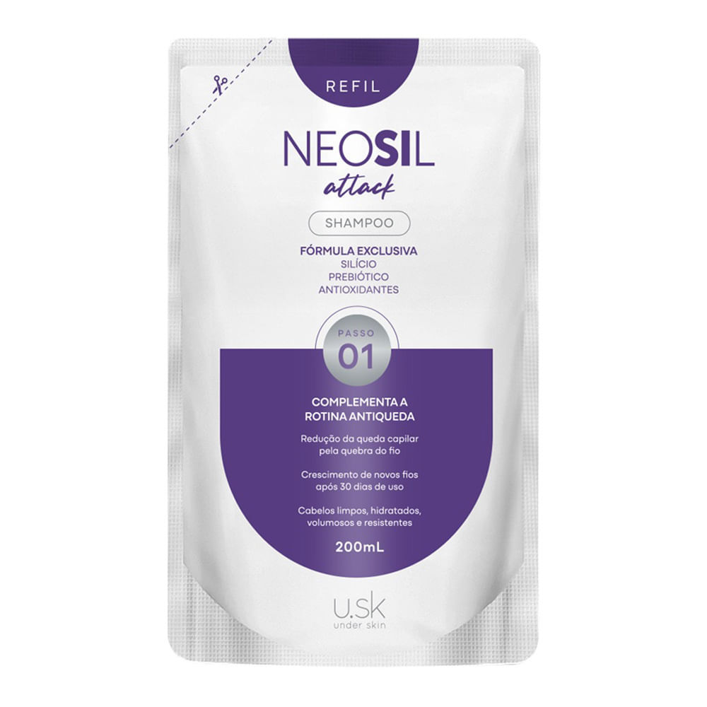 Shampoo Antiqueda Neosil Attack U.SK Passo 01 Refil 200ml