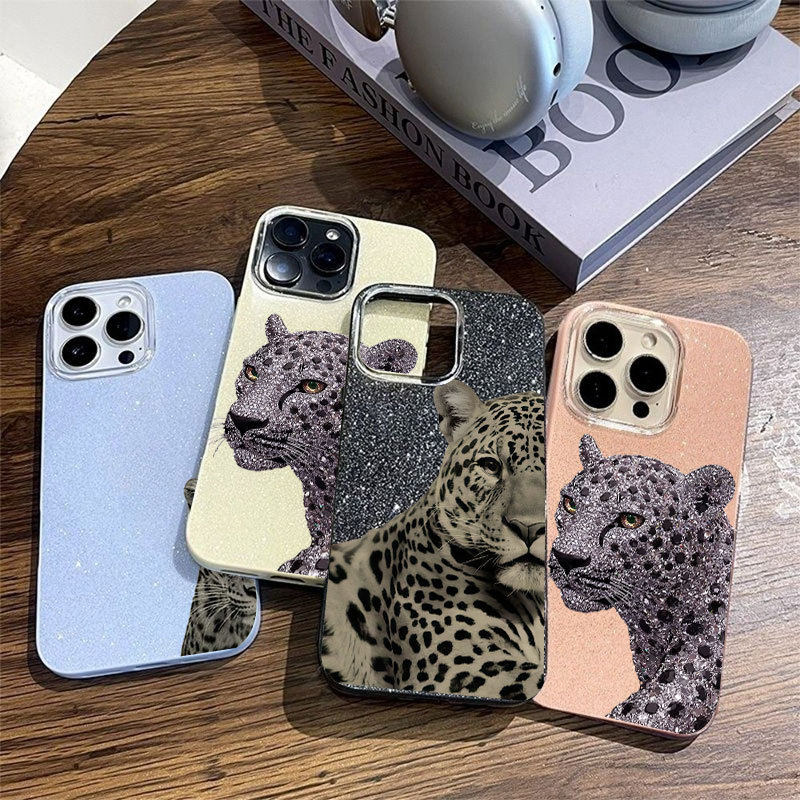 Caso Glitter Para Samsung A17 A07 A06 A15 A16 A14 A32 A56 A36 A55 A54 A23 S26 Bling Leopardo Capa Macia