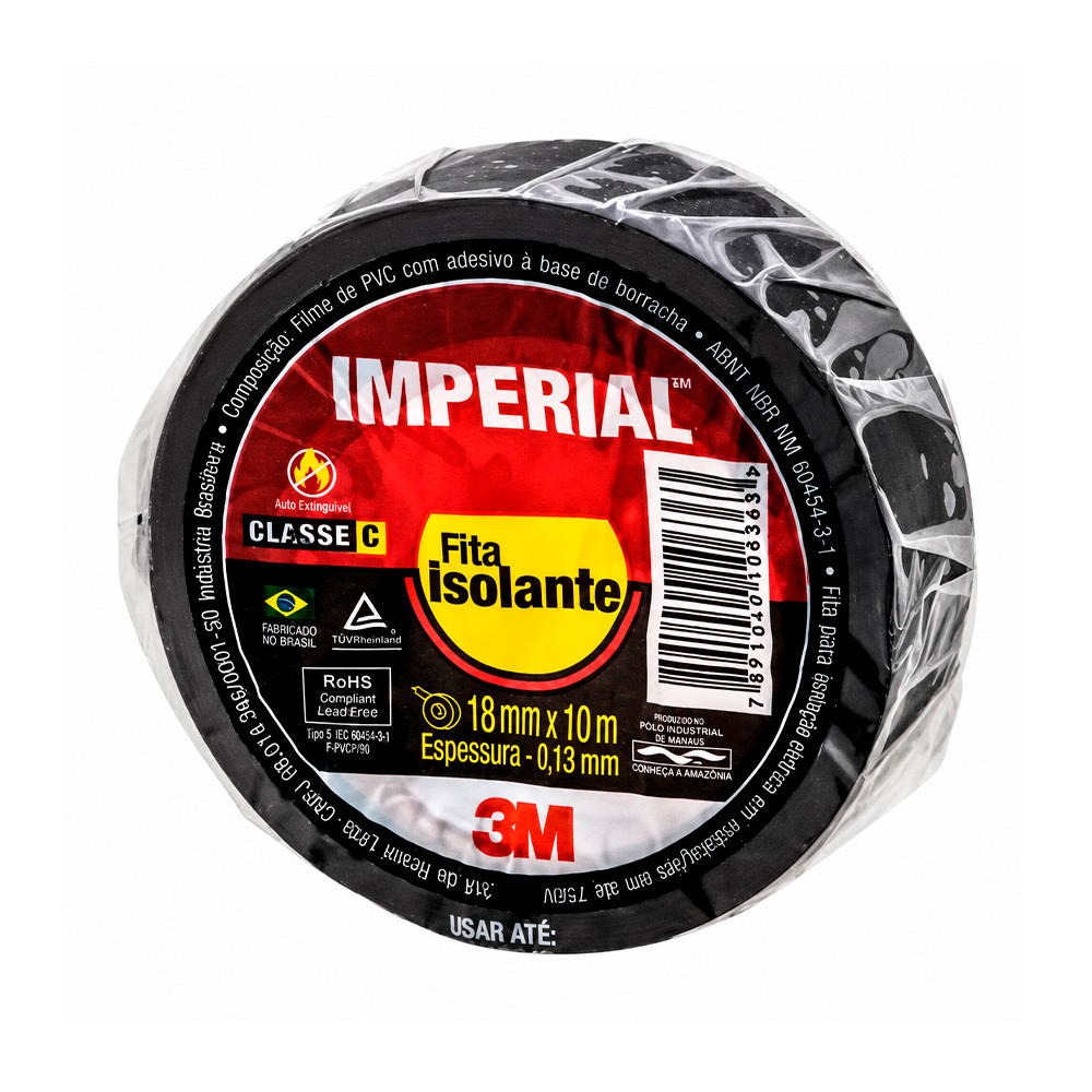 Fita Isolante Preta 3M 18mm x 10m Imperial
