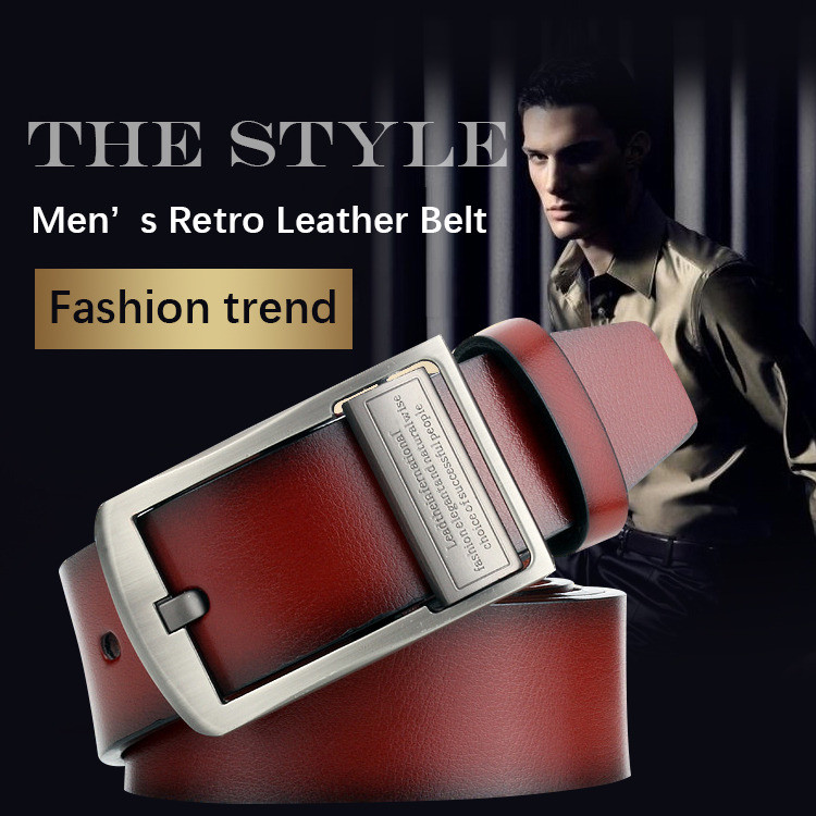 [Reversible Design] Men's leather belt with antique pin buckle Men's Belt/Leather Belt/Adjustable