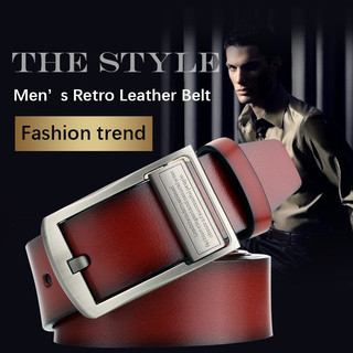 [Reversible Design] Men's leather belt with antique pin buckle Men's Belt/Leather Belt/Adjustable