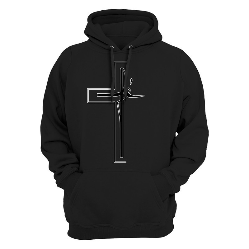 Moletom Estampado Arte Cristã Canguru Estampado Confortável Blusa De Frio Cruz Fé