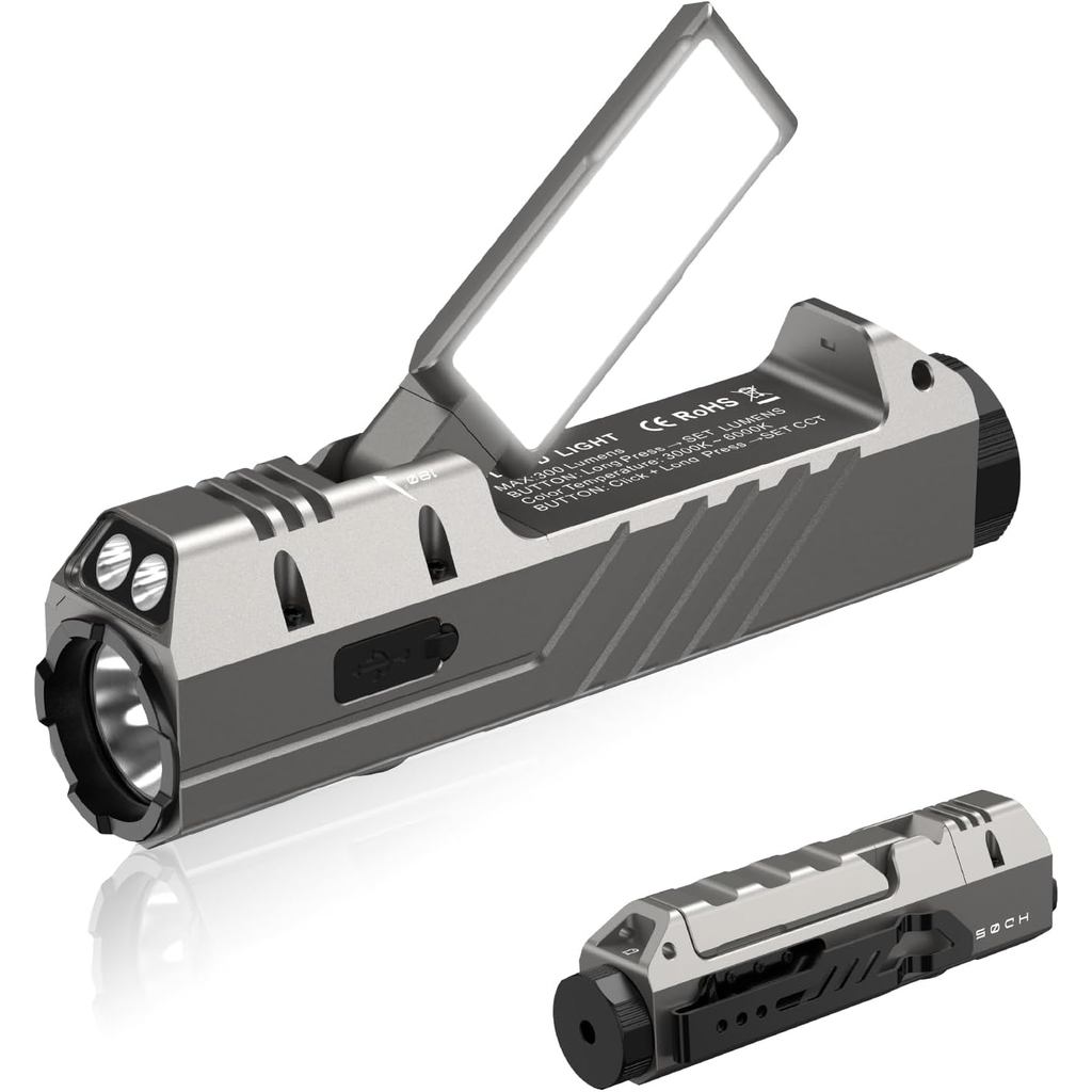 Lanterna EDC Plana Wurkkos HD05, 3100 Lúmens, Lanterna LED Recarregável 4 em 1 com Luz UV, Luz Vermelha e Luz Lateral Do