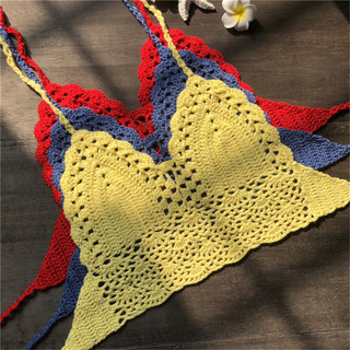 r Biquíni Praia Crop Top Feminino Bralette Halter Neck Tops