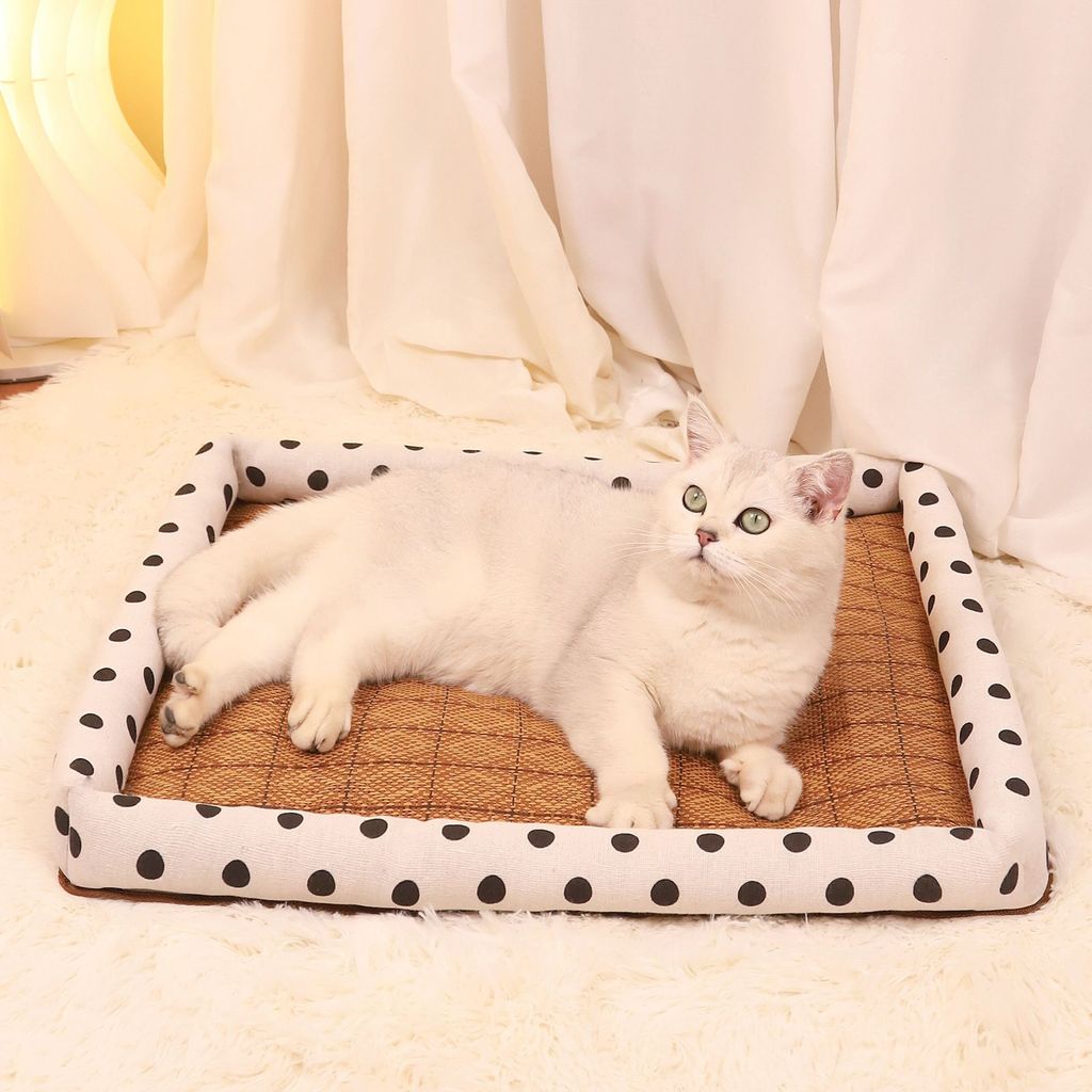 Canil para areia de gato, tapete legal para animais de estimação, cama para animais de estimação, tapete de vime de verã