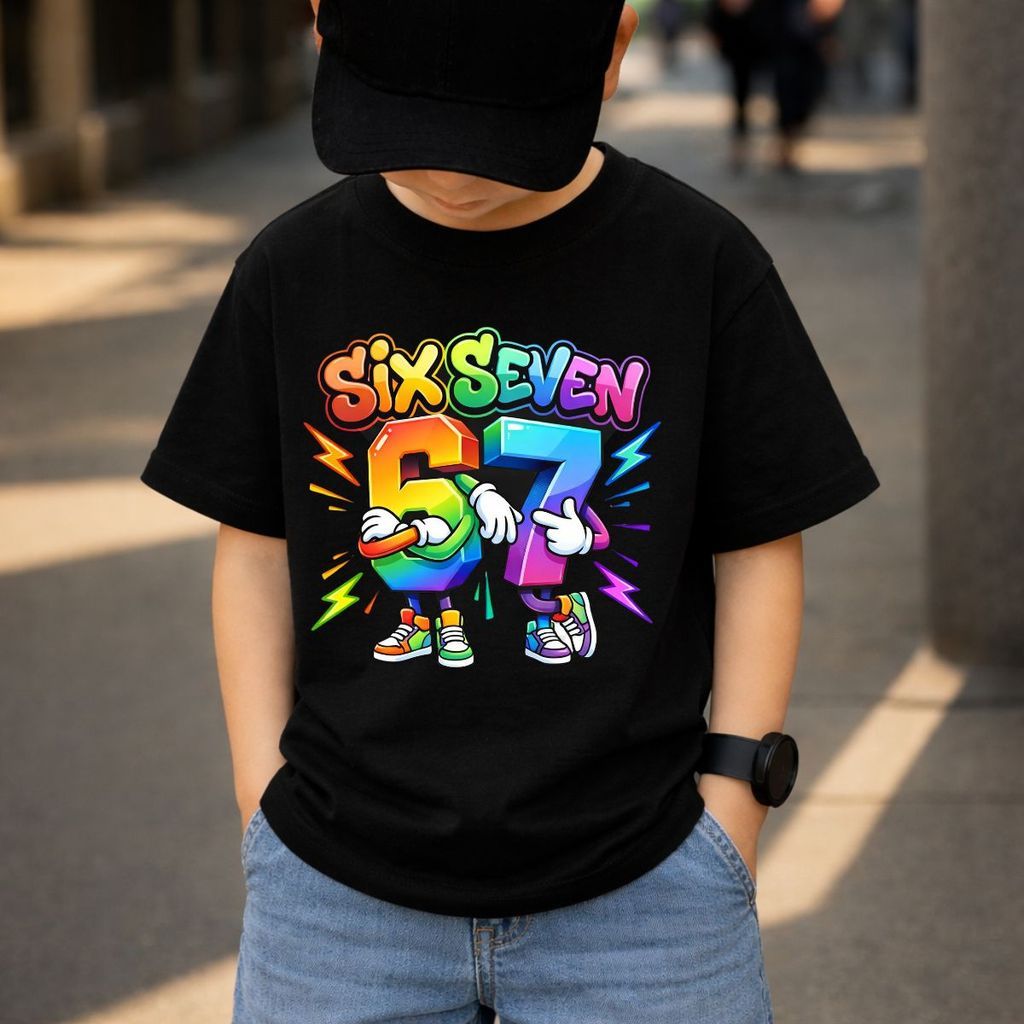 Camiseta Infantil Estampada Algodao Confortavel Estilo Moderno Six Seven ANDRADE STORE