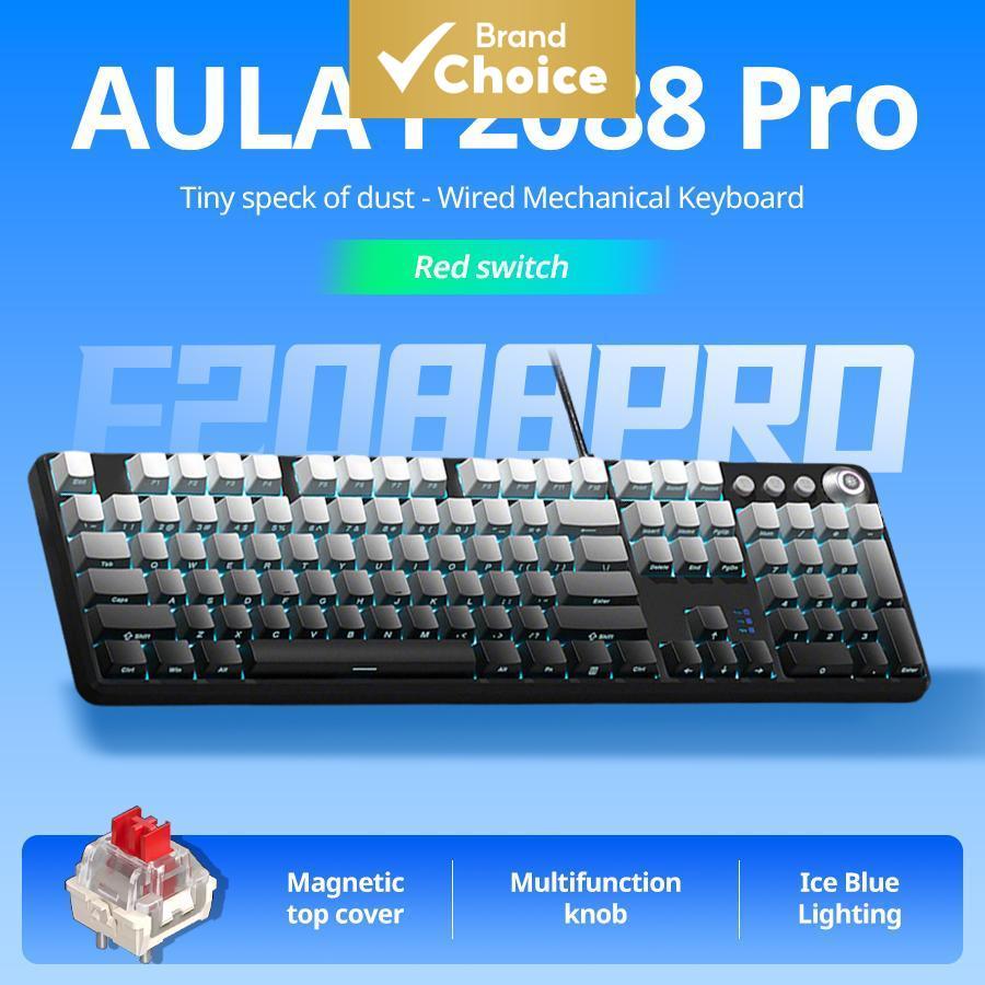 Teclado Mecânico AULA F2088pro – 108 teclas com design gradiente impresso na lateral, switches vermelhos, teclado gamer