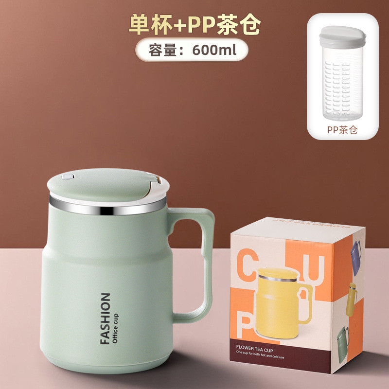 Wow copo de água personalizado de grande capacidade com colher dobrável caneca de drenagem de chá de palha 304 xícara de