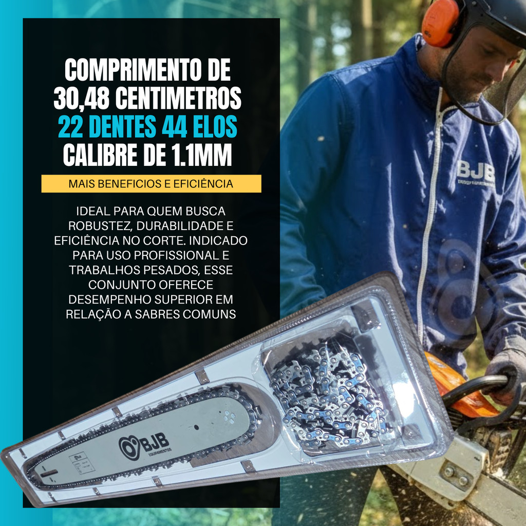 Kit Sabre Saibro Com 2 Correntes 30cm 12 Pol Para Motosserra ST Ms162 Ms170 Ms172 Ms180 Ms182 Ms210 Ms212 Ms230 — imagem 2 de 2