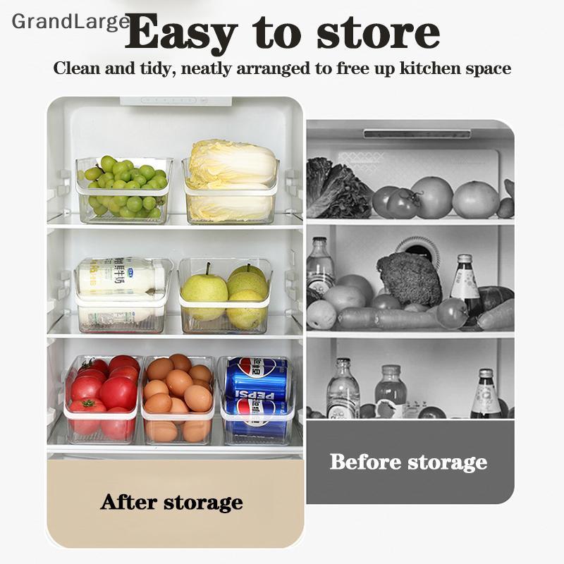 [GrandLarge] 2pcs/3pcs/4pcs Organizador De Geladeira Transparente Gaveta Aberta Sna Caixa De Armazenamento Recipiente Mu