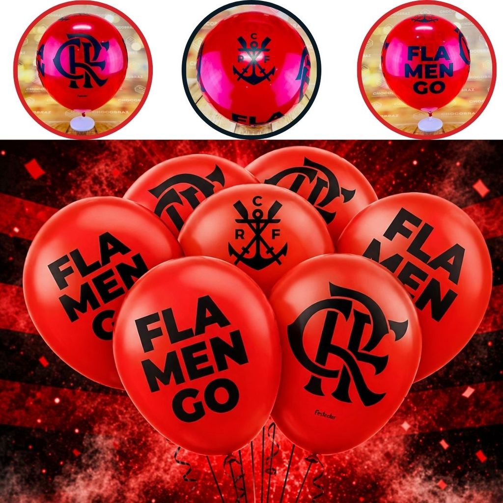 25~125 BALÃO FESTA FUTEBOL FLAMENGO n°9 (FESTCOLOR LICENCIADO) CHOCO