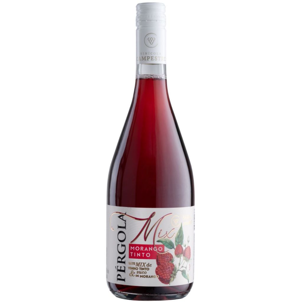 Cooler Com Vinho Tinto e Suco de Morango Pérgola Mix 750ml