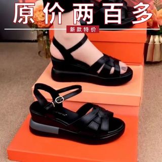 Sapatos de marca sandálias de salto cunha feminino 2026 novo estilo plataforma de sola grossa sapatos romanos luz sola m