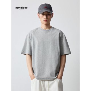 Momaike roupas masculinas Gaozhi Commuter mesma cor bordado camiseta masculina 2026 verão novo estilo 210g camiseta masc