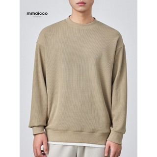 Momaike moletom masculino com textura Waffle 2025 primavera novo estilo falso de duas peças solto jaqueta superior mascu