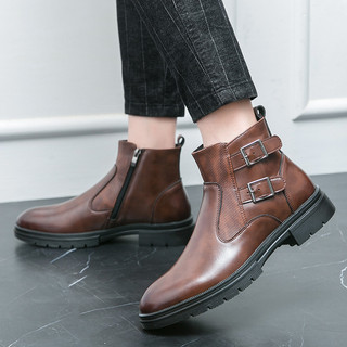 Britânico na moda de alta qualidade Chelsea botas de couro masculino Martin botas palco versão coreana moda botas de cou