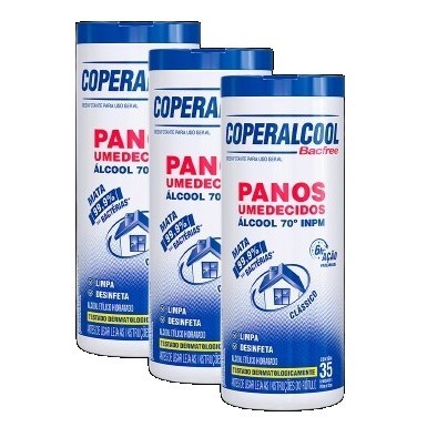 kit 3 Pano Umedecido Coperalcool Clássico com 35 Unidades