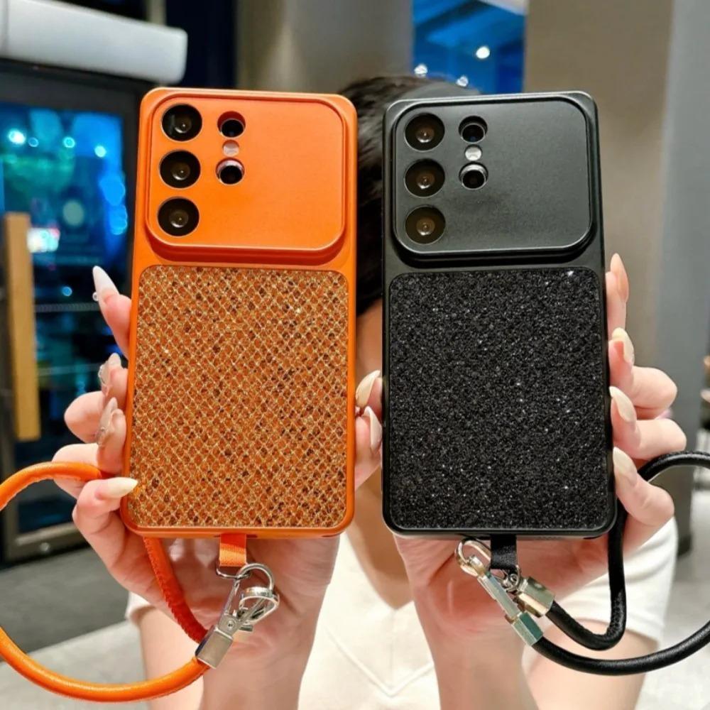 Luxo Diamante Glitter Caso Para Samsung Galaxy S26 S25 S24 S23 S22 Ultra Plus FE A57 A37 A27 A56 A55 A17 A26 Corda Alça 