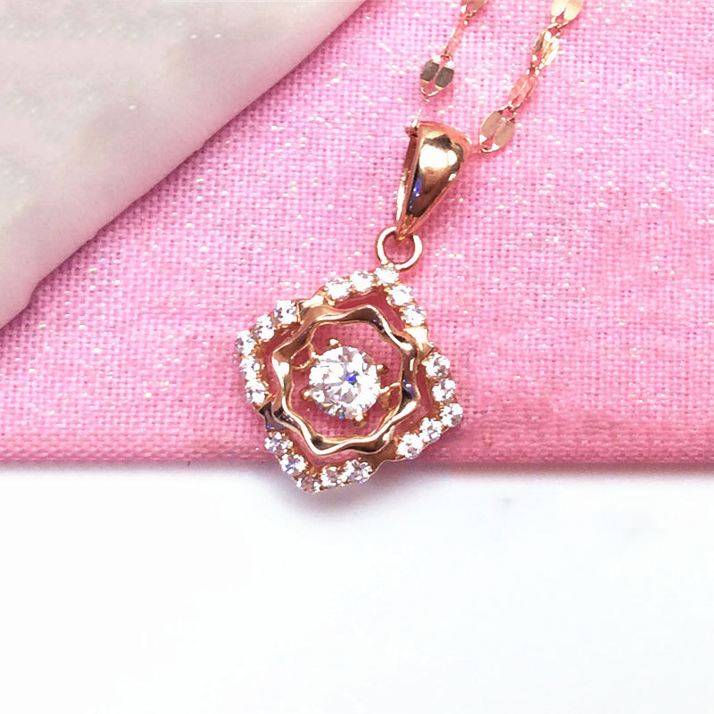 Kamashana Rússia 585 Senhoras Colar de Ouro Roxo Simples Banhado 18k Ouro Rosa Estilo Ocidental Cor Ouro Colar Inteligen