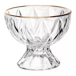Taça para Sobremesa Cristal Diamond Fio de Ouro 120ml Lyor Premium Doce Mousse Sorvete Pudim Mesa Posta Festas Casamento