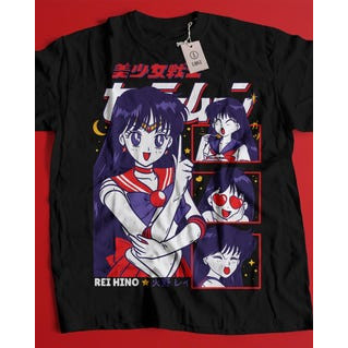 Camiseta Feminina Estampa Anime Personagem Jovem com Cenas Variadas Confortável Estilosa Linda Moda Feminina Retrô