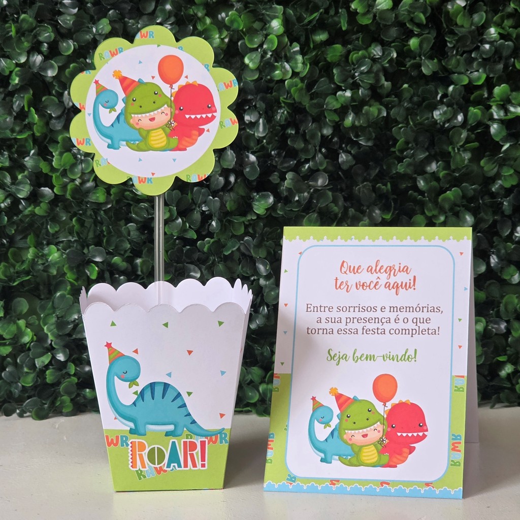 Centro de mesa + Plaquinhas DINOSSAURO BABY 2 lembrancinhas personalizadas mimos aniversario infantil decoração mimos