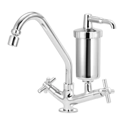 Torneira Pia Mesa Com Filtro Purificador De Água Metal 1/4 V Prateado Bancada
