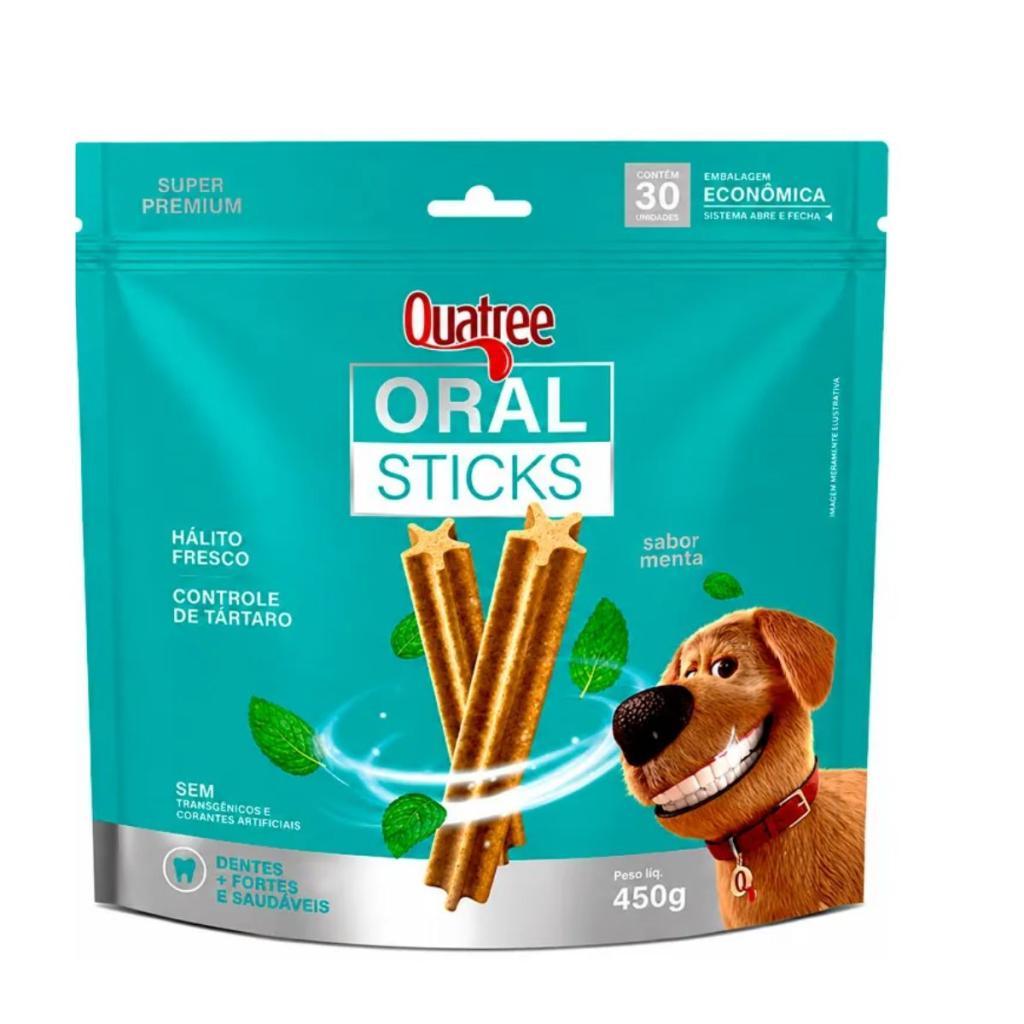 Quatree Oral Sticks Saúde Bucal Cachorro Raças Pequenas 450G
