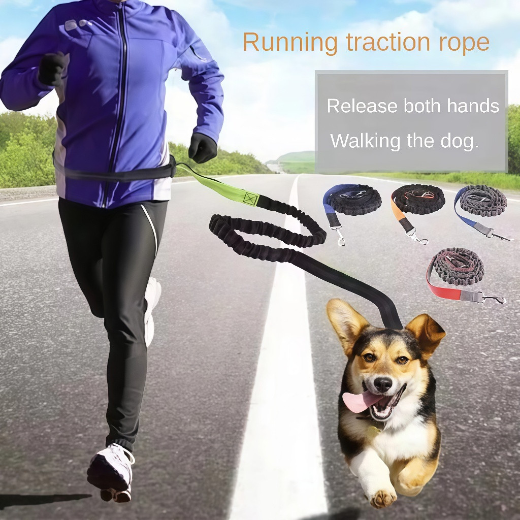 Corda de tração para animais de estimação, retrátil, corda de tração elástica, corrida com animais de estimação, gravata