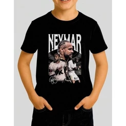 Camiseta Infantil Menino Casual 100% Algodão Blusa Estampada Menino Neymar Jr