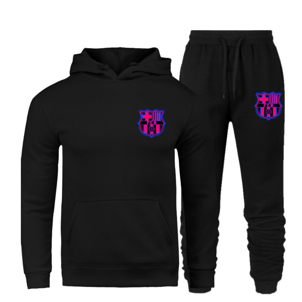 Conjunto Moletom Barcelona Barça Frio Algodão Flanelado Blusão com Capuz entrega imediata unisex quentinho confortavel